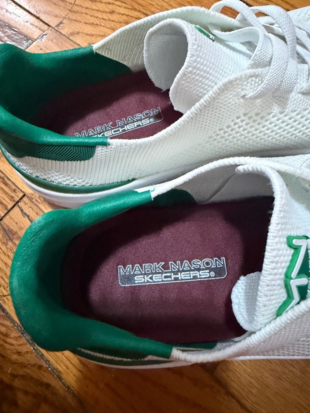 Mark Nason Skechers White Knit Sneakers with Green Heel Accents Women 9 - Picture 6 of 6
